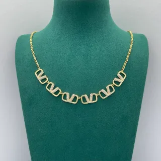 Collier de chaîne à maillons rectangulaires en cristal doré