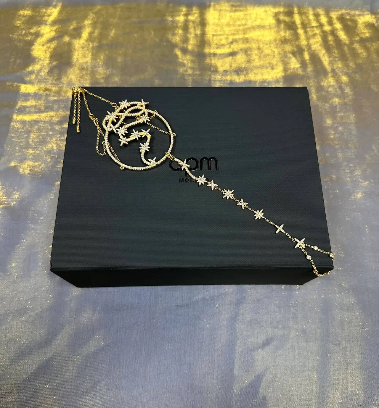 Gold-Tone Crystal Star Motif Layered Chain Necklace 5