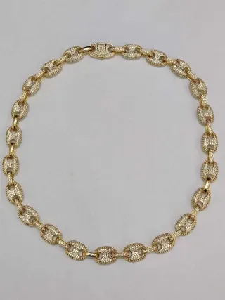 Gold-Tone Fully Pave-Set Chunky Curb Link Necklace 8