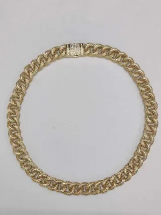 Gold-Tone Fully Pave-Set Chunky Curb Link Necklace 14
