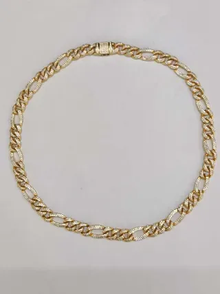Gold-Tone Fully Pave-Set Chunky Curb Link Necklace 18
