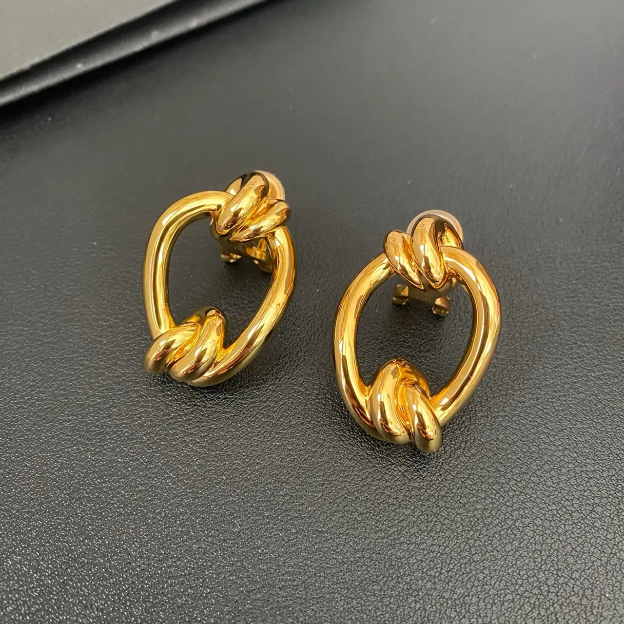 Gold-Tone Knotted Loop Sculptural Earrings 4