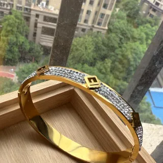 金色调 蜜铺水晶 铰链手镯手链