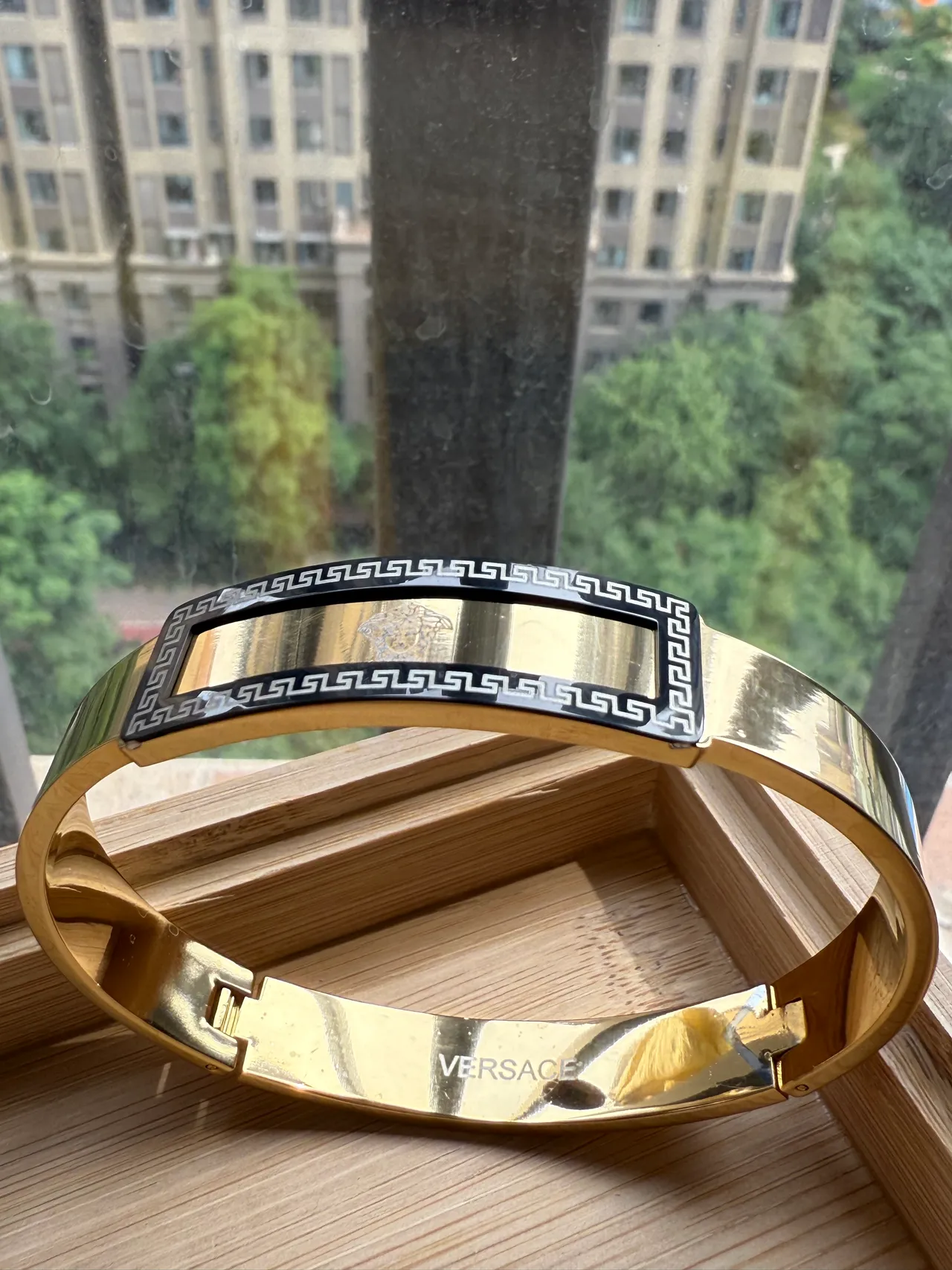 Gold-Tone Pavé Crystal Hinged Bangle Bracelet 5