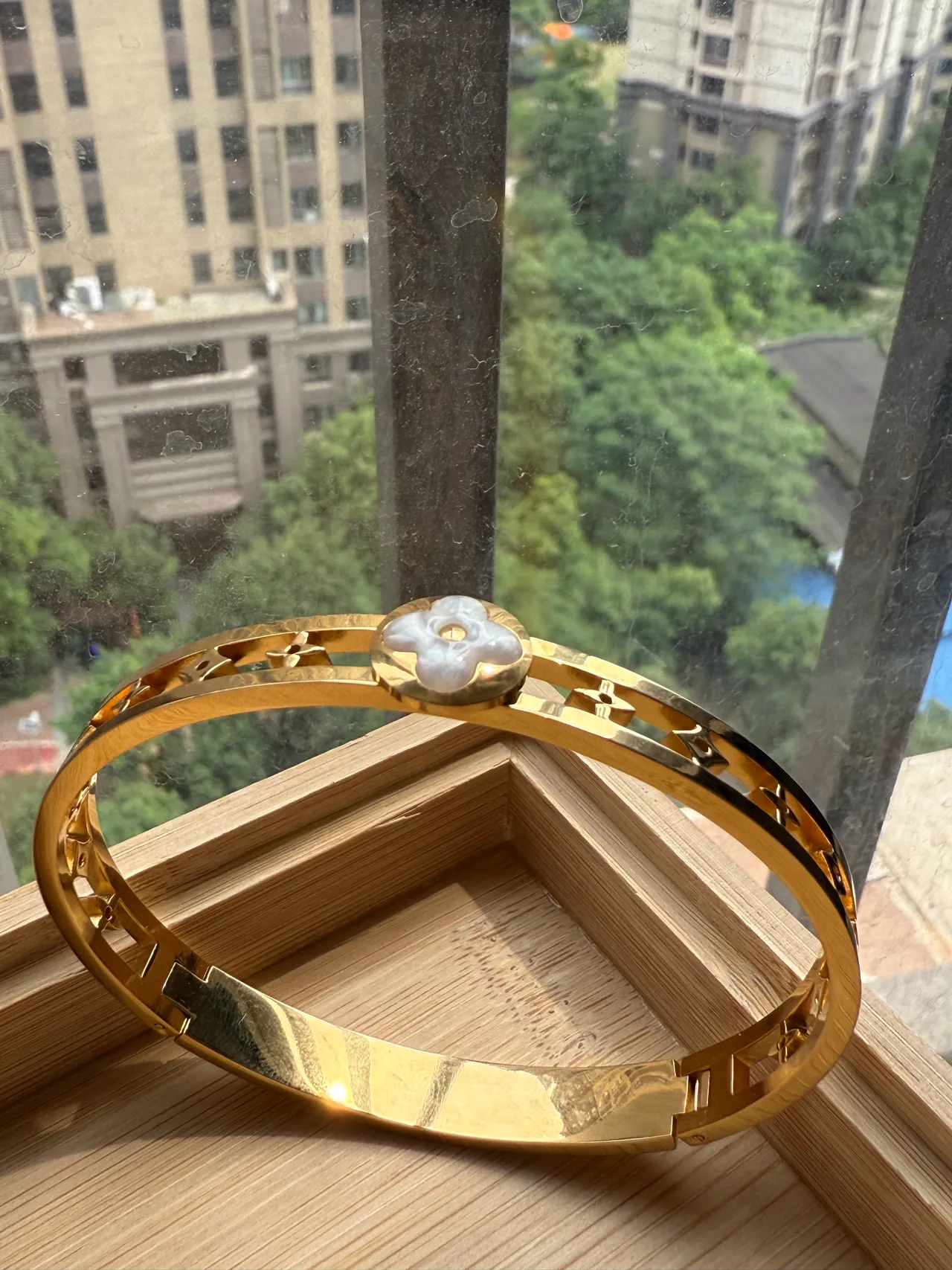 Gold-Tone Pavé Crystal Hinged Bangle Bracelet 13