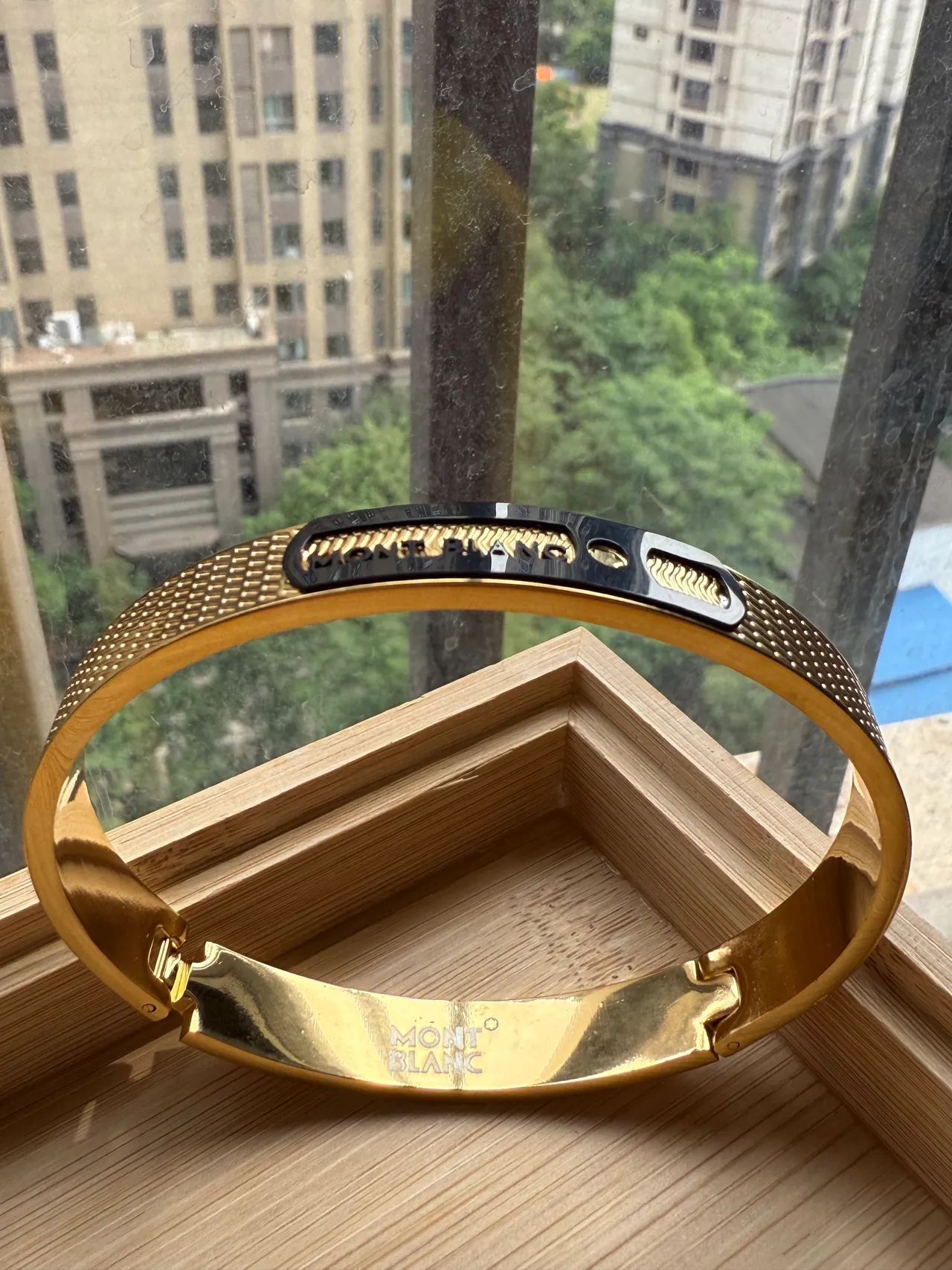 Gold-Tone Pavé Crystal Hinged Bangle Bracelet 15
