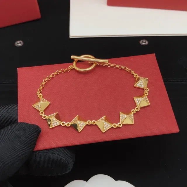 Gold-Tone Pavé Pyramid Charm Toggle Clasp Bracelet 3