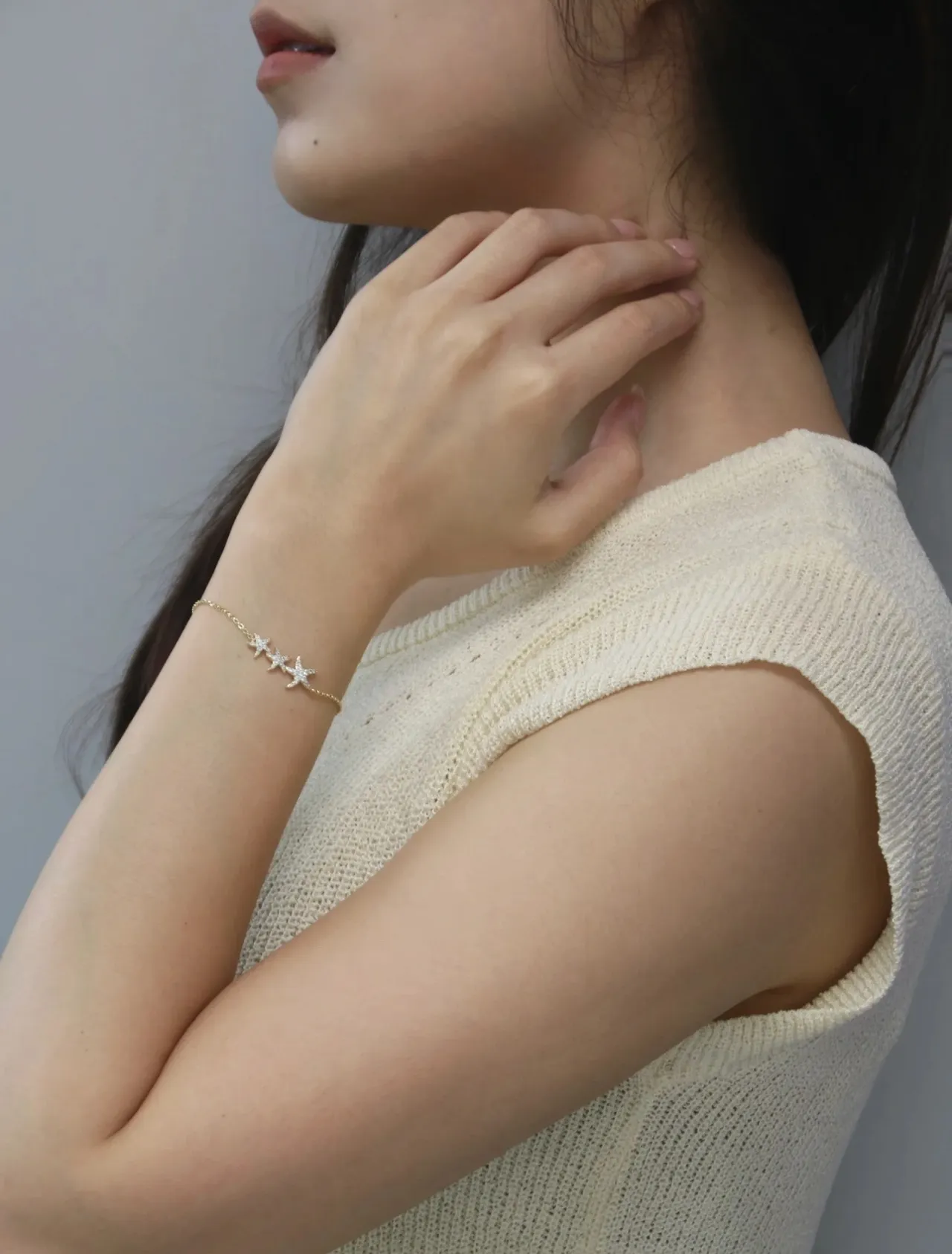 金色调 Pavé 海星簇形手链 2