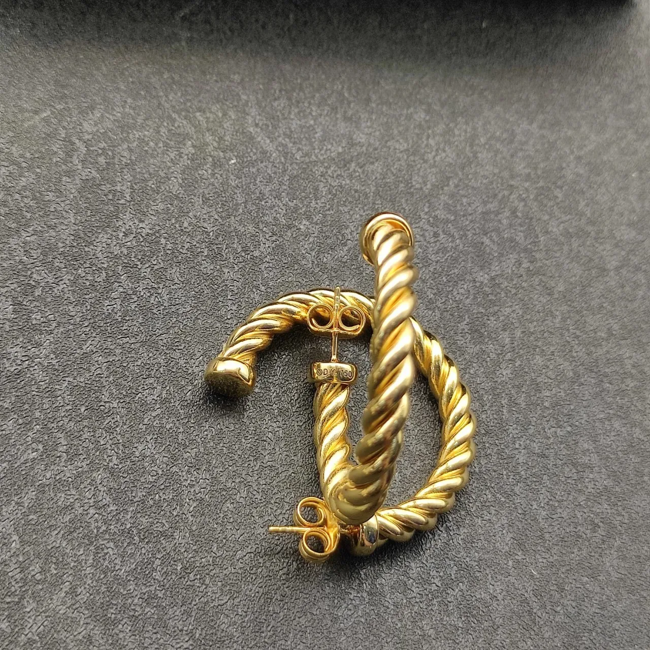 Gold Twisted Rope Hoop Earrings 8