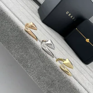 GRAFF نقشة السهم ذهبي فضي رأس السهم الهندسي خاتم مفتوح الشكل تصميم