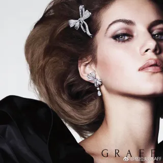 Brincos Graff Bow Prata Transparentes Pavé-Set Diamantes