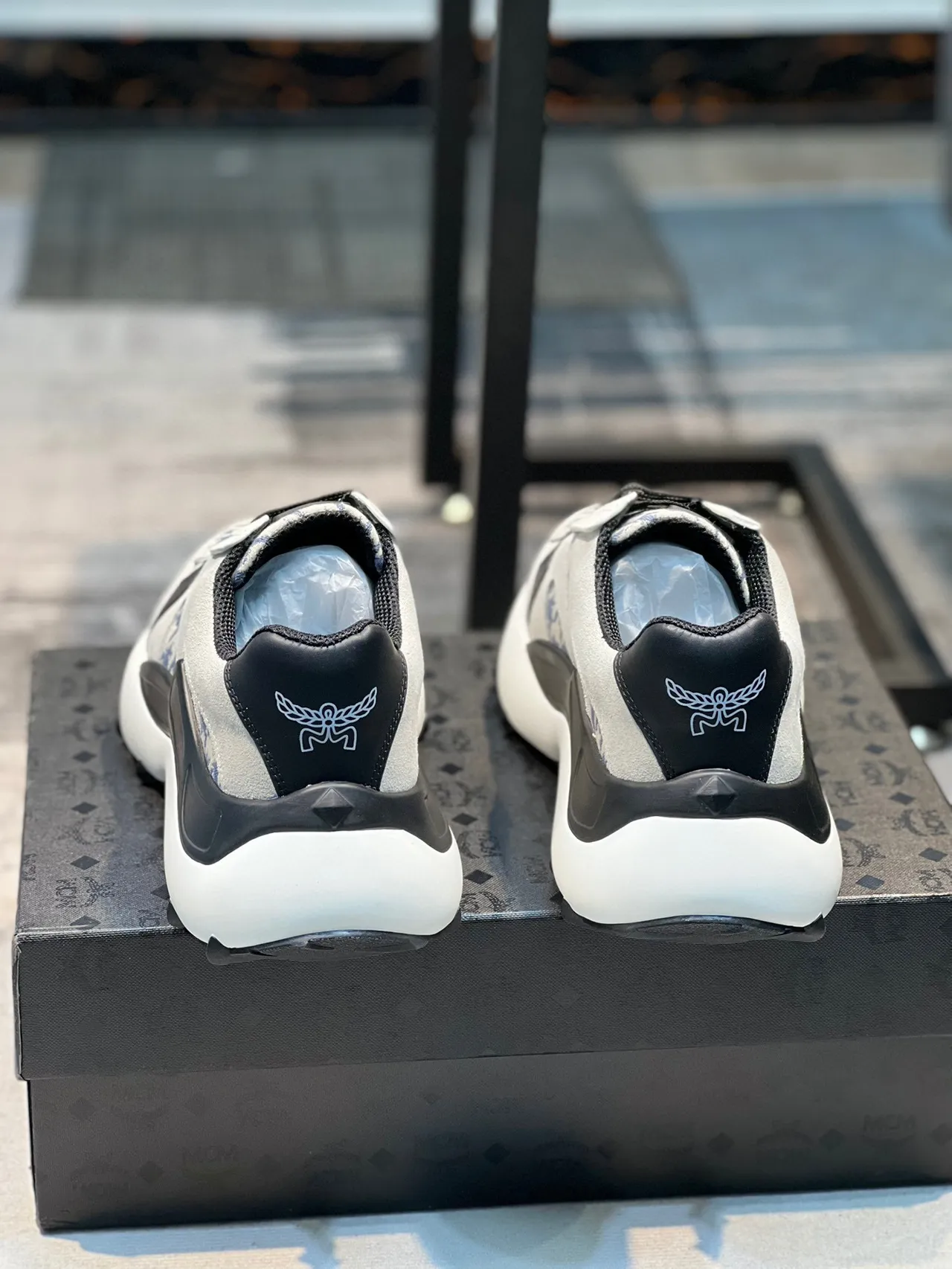 Gray and Blue Printed Panel Chunky Lifestyle Sneaker 2