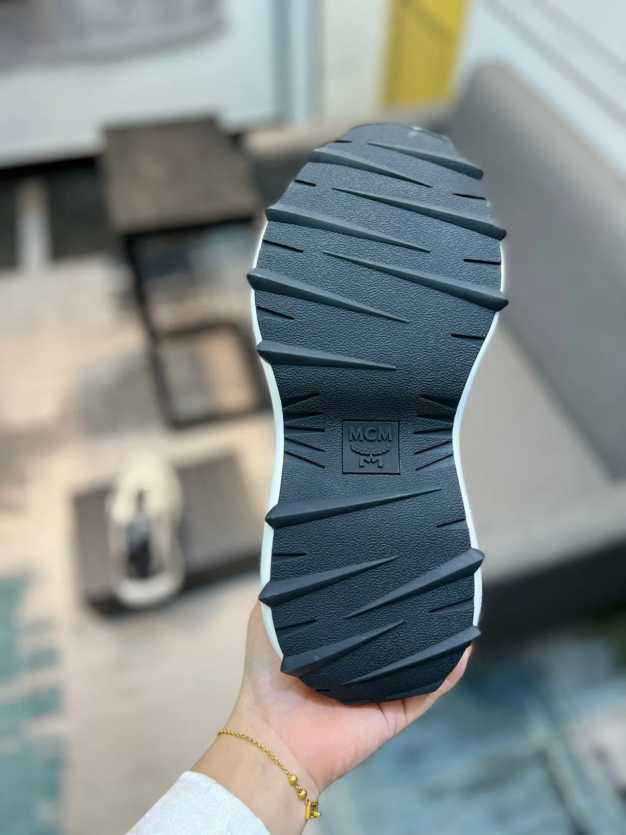 Gray and Blue Printed Panel Chunky Lifestyle Sneaker 9