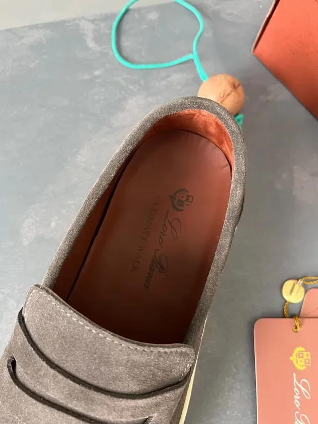 Gray Beige Suede Upper Penny Strap Loafer 4