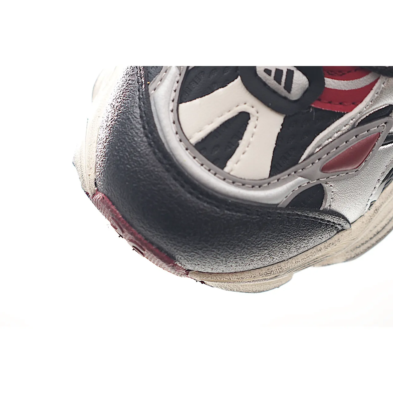 Gray Black Oversized Sole Layered Synthetic Overlays Chunky Sneakers 8