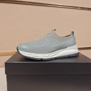 Gray White Slip-On Embossed Upper Sneakers