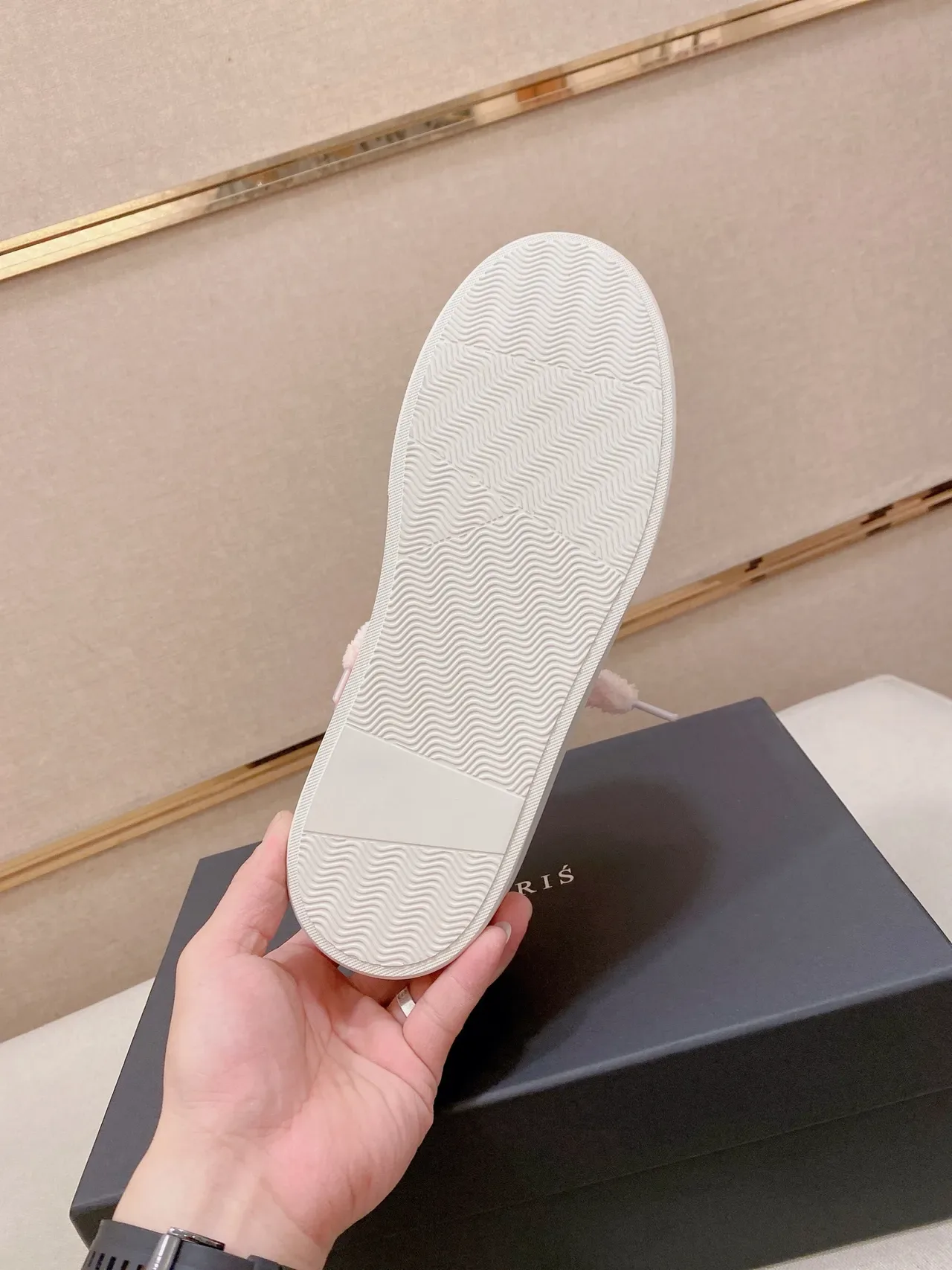 Gray White Suede Upper Monogram Embroidery Sneakers 2