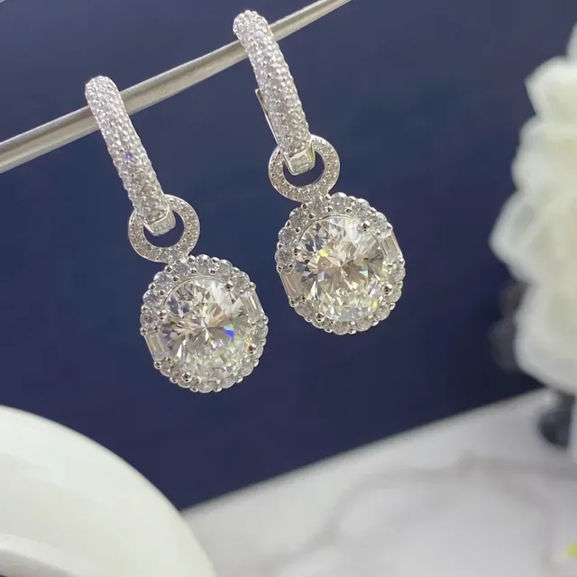 Halo-Set Yellow Gemstone Drop Earrings 4