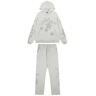 Heather Gray Rhinestone Star Embellished Tracksuit