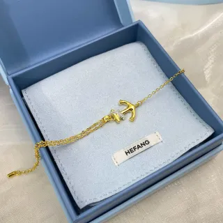 HEFANG سوار سلسلة ذهبية بتعويذة مرساة