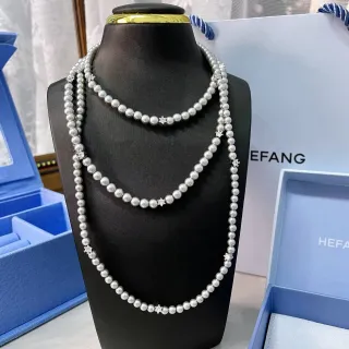 HEFANG Collier de perles et cristal en couches multiples multi-brins