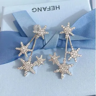 HEFANG Brincos Multi-Estrela de Cristal Pavé Pendentes
