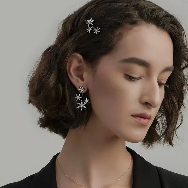 HEFANG Multi-Star Pavé Crystal Dangle Earrings 3