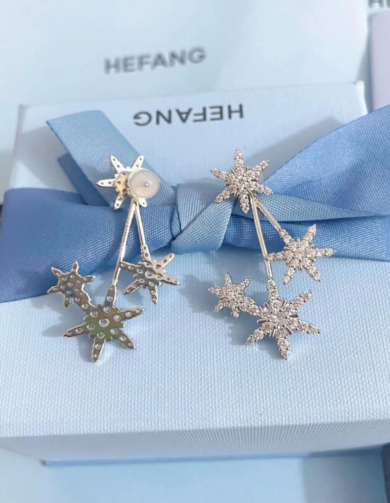 HEFANG Multi-Star Pavé Crystal Dangle Earrings 6