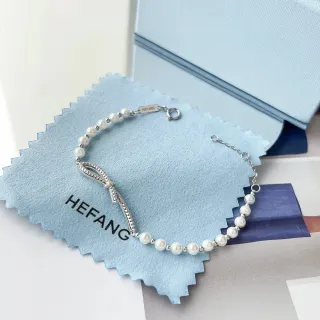 HEFANG سوار اللؤلؤ والكريستال مع ربطة