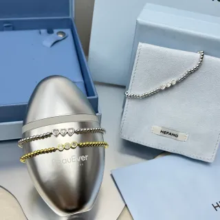 HEFANG سوار سلسلة خرز نقش قلب فضي وذهبي