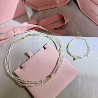 HEFANG Collier de perles en or blanc triple brin