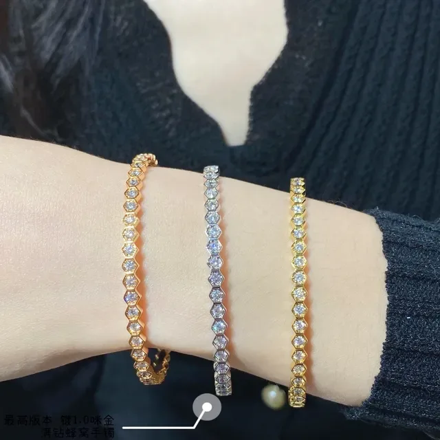 Hexagonal-Link Pavé Crystal Stackable Bangle Bracelets 8