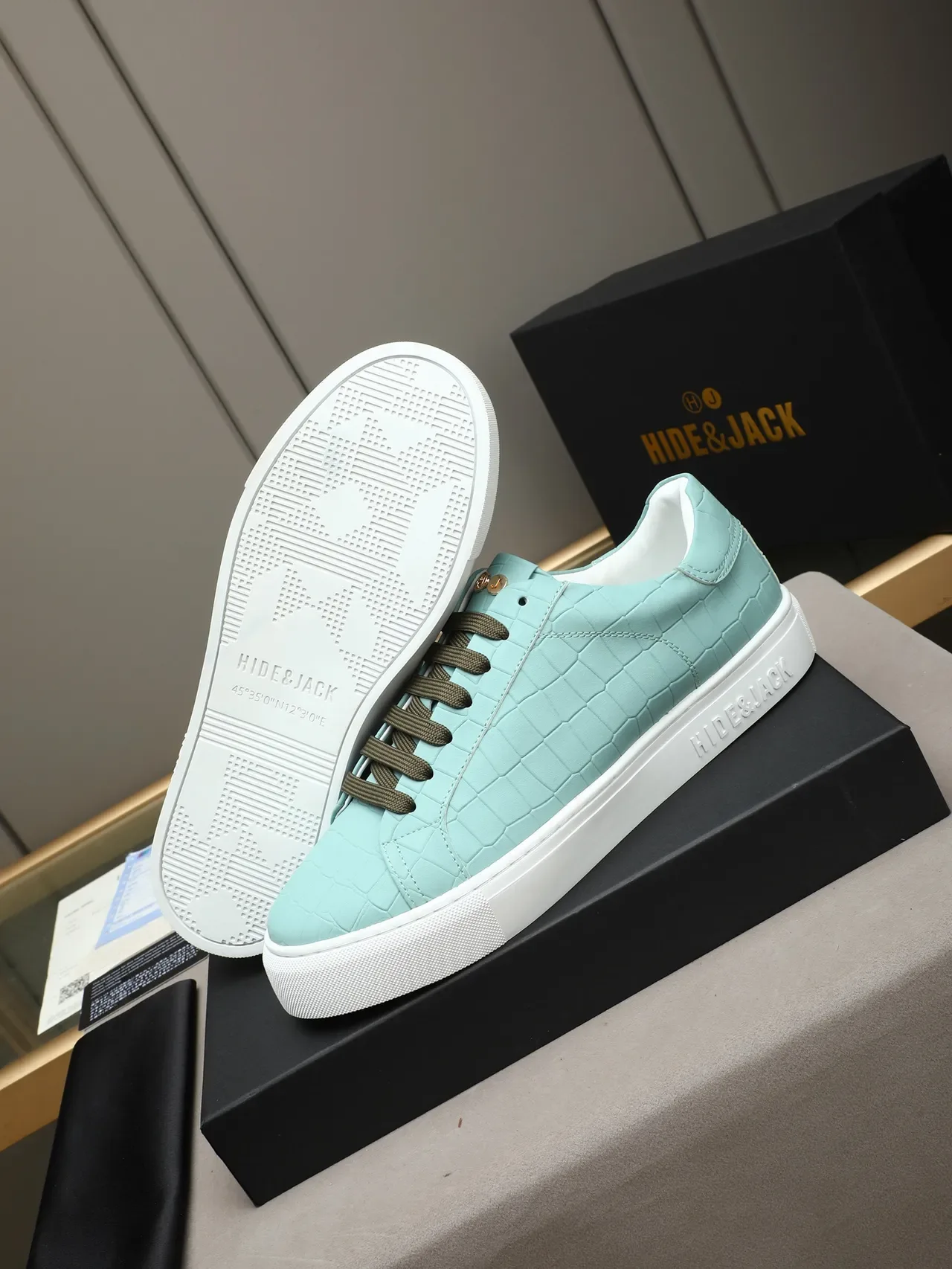 HIDE&JACK Croc-Embossed Mint Blue Tênis Lifestyle Low-Top 2