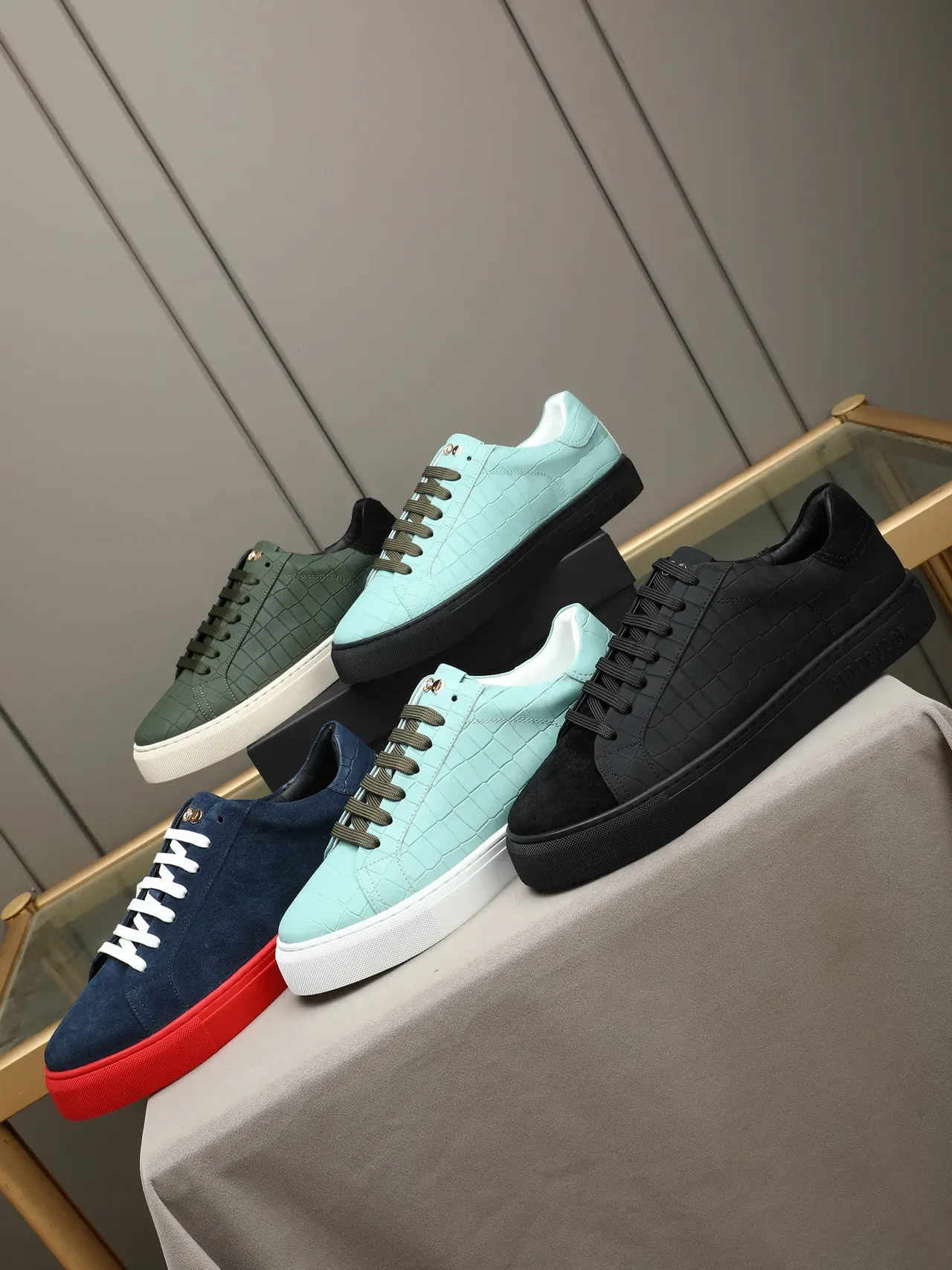 HIDE&JACK Croc-Embossed Mint Blue Tênis Lifestyle Low-Top 3