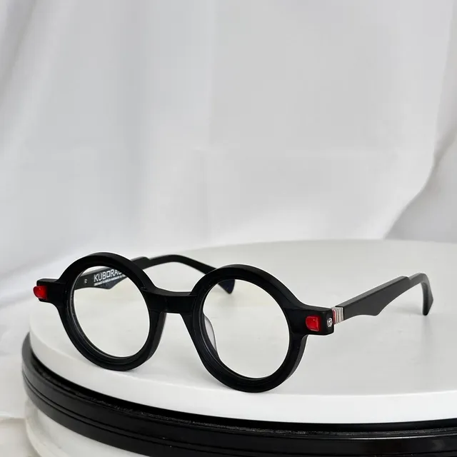 KUBORAUM Round Marbled Black-and-White Optical Glasses 4