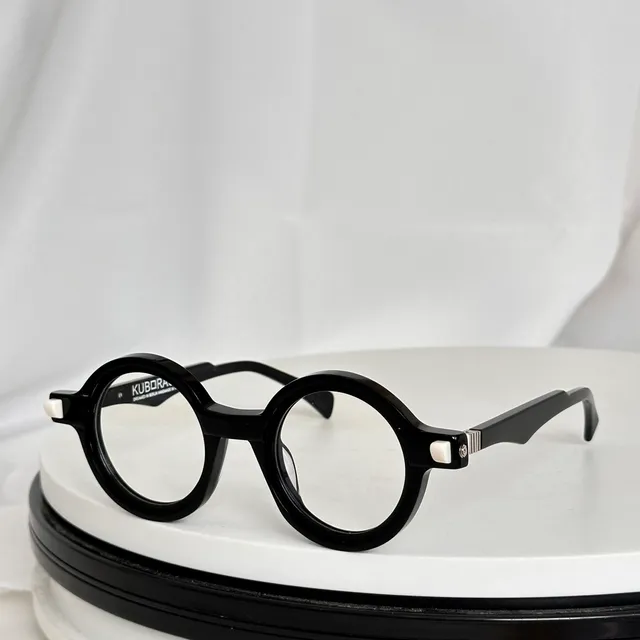 KUBORAUM Round Marbled Black-and-White Optical Glasses 5