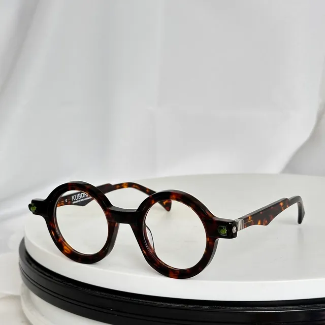 KUBORAUM Round Marbled Black-and-White Optical Glasses 8