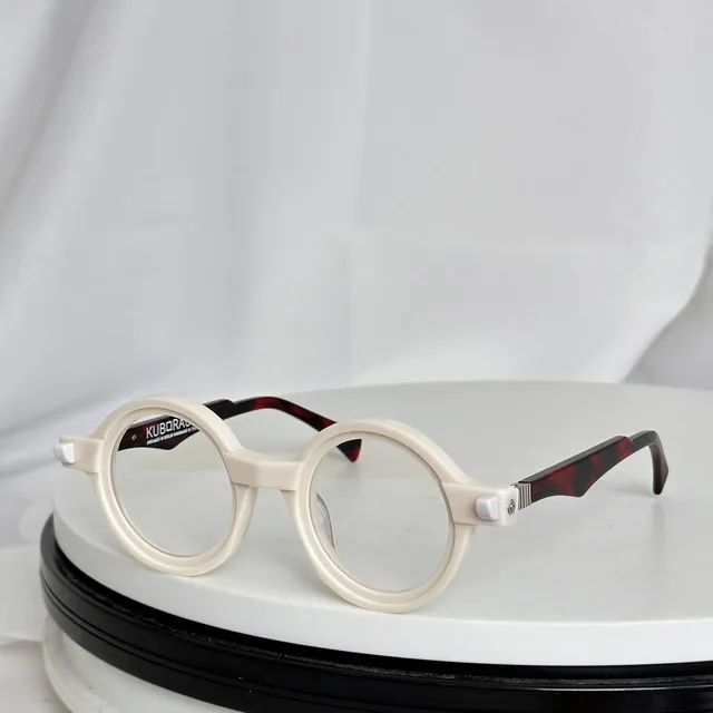 KUBORAUM Round Marbled Black-and-White Optical Glasses 9