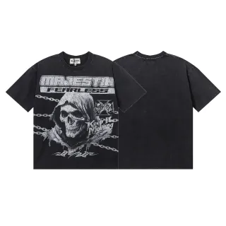 MAJESTIK Fearless Camiseta negra con capucha y estampado de calavera