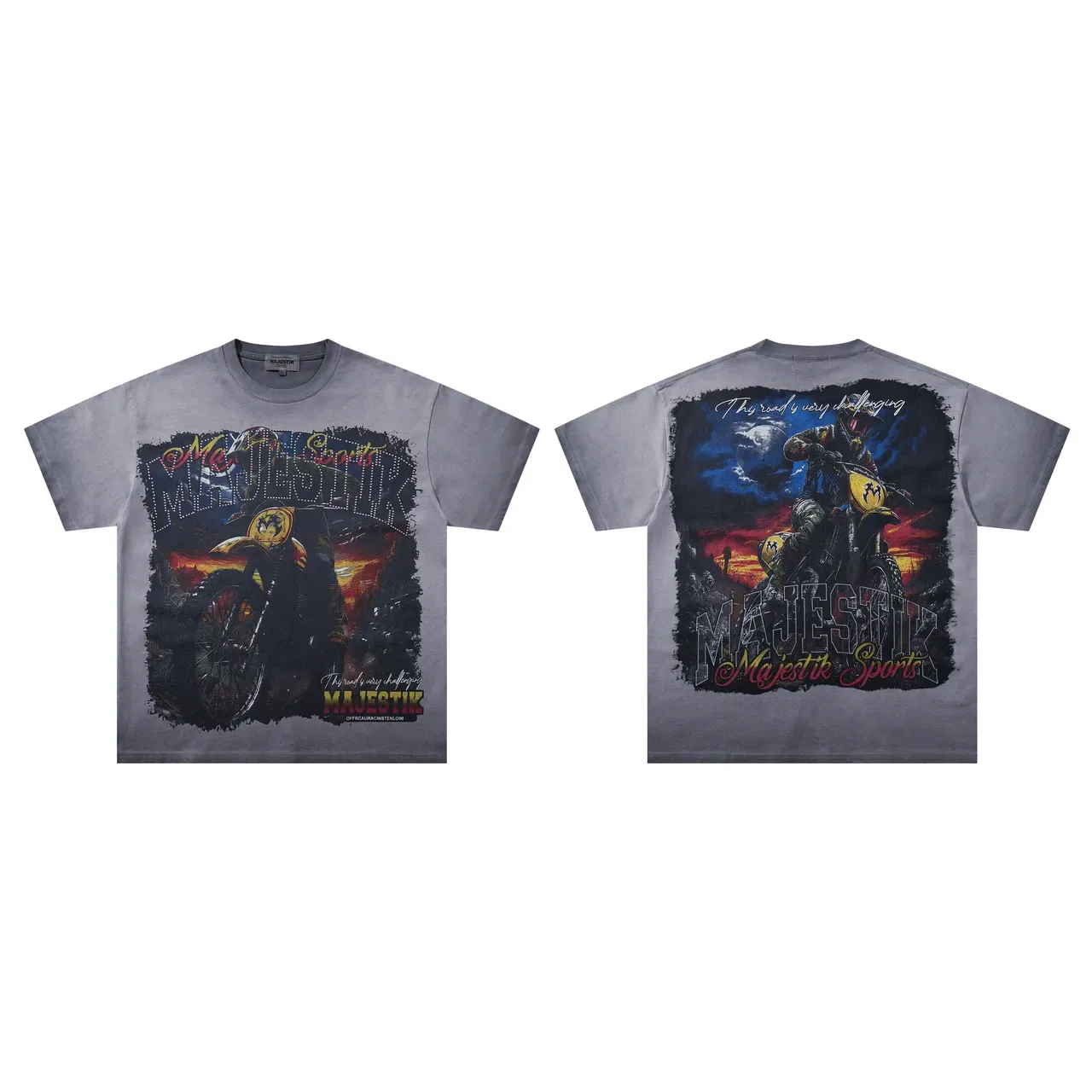 MAJESTIK Graphic-Print Motocross-Themed Oversized T-Shirt 2