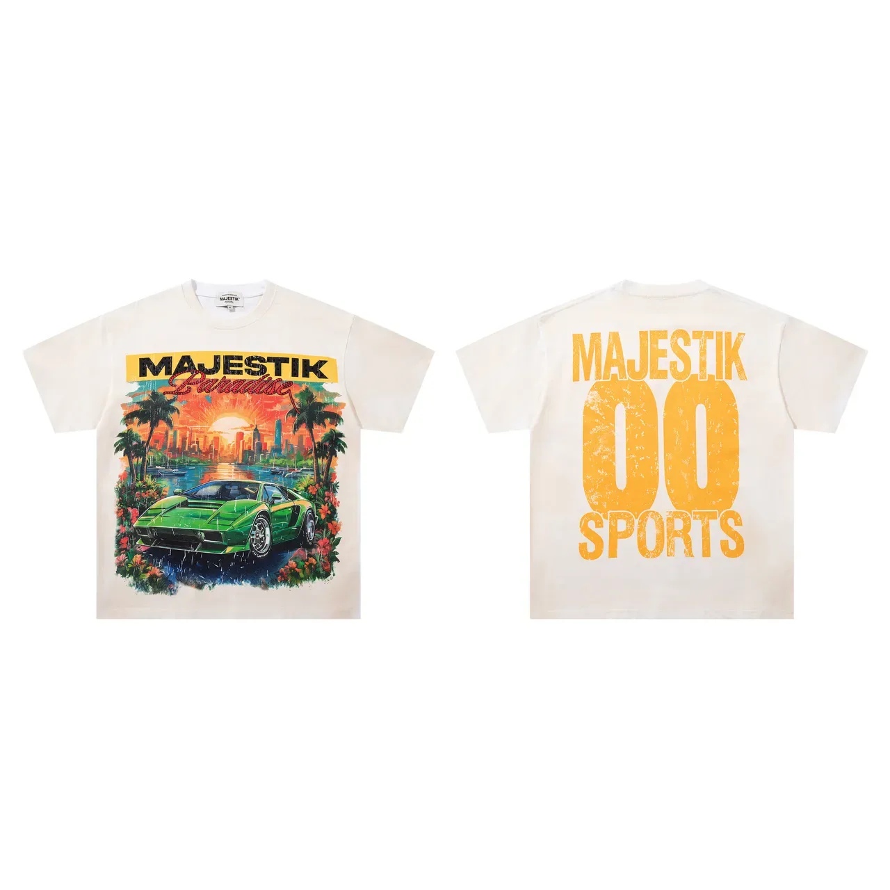 MAJESTIK Paradise Graphic Print Off-White T-Shirt 2