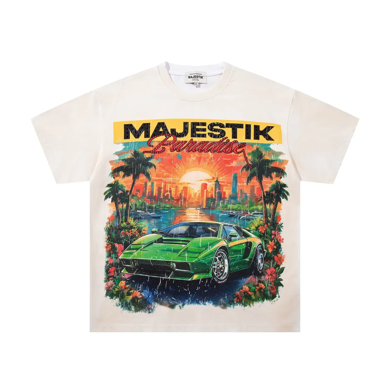 MAJESTIK Paradise Graphic Print Off-White T-Shirt 4