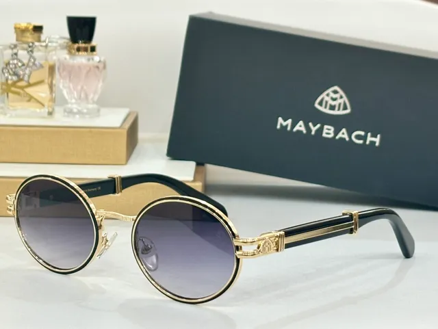 Maybach Round Metal Frame Blue Gradient Sunglasses 3