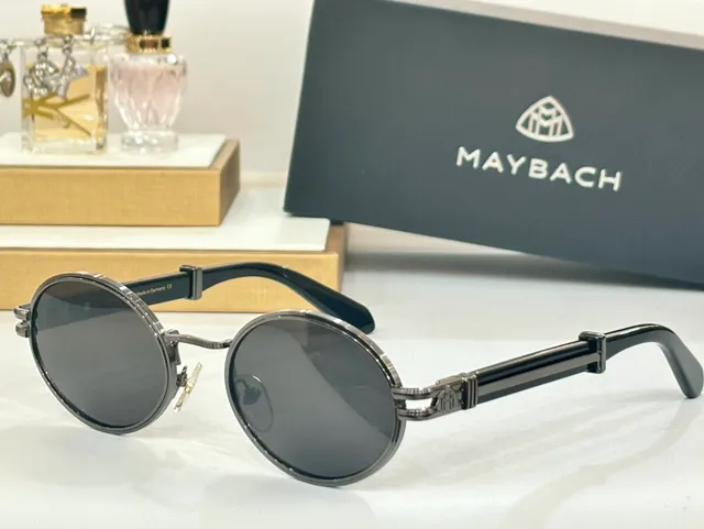Maybach Round Metal Frame Blue Gradient Sunglasses 4