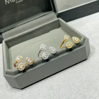 Messika Gold and White Metal Pavé-Set Geometric Open-Band Rings — catalogue photo via WWTop Yupoo
