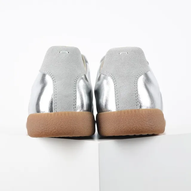 Metallic Silver and Gray Suede Lifestyle Sneakers 8