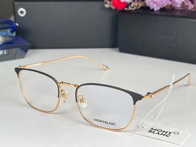 Montblanc فضي أسود بدون إطار معدني قضيب نظارات بصرية 5