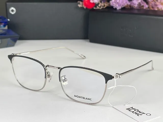 Montblanc فضي أسود بدون إطار معدني قضيب نظارات بصرية 6
