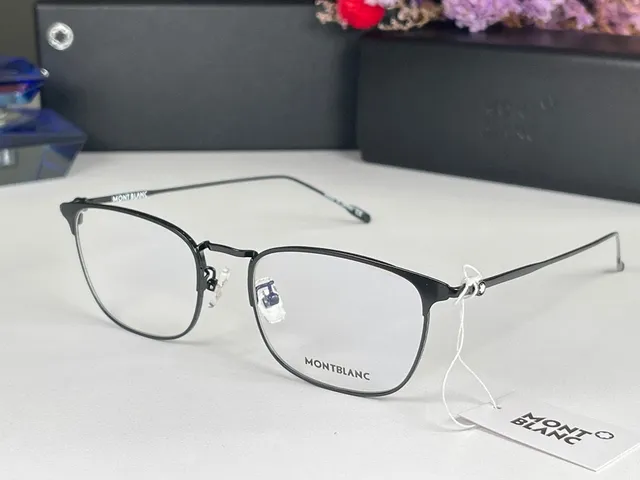 Montblanc فضي أسود بدون إطار معدني قضيب نظارات بصرية 7