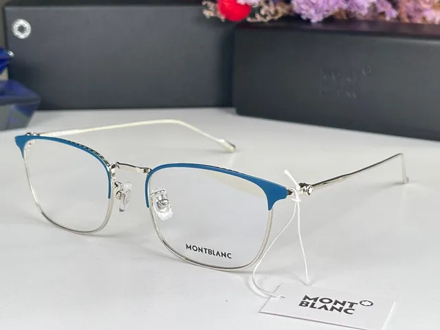 Montblanc فضي أسود بدون إطار معدني قضيب نظارات بصرية 9